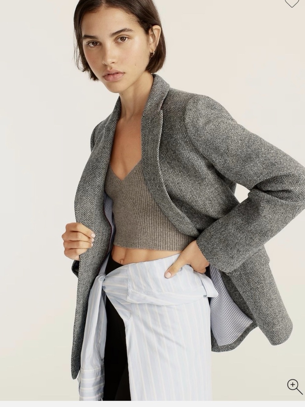 J Crew Somerset Blazer Jacket Womens Gray Graphite Herringbone Wool English - Sz - Picture 4 of 10